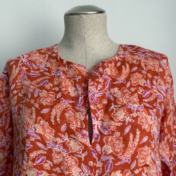 🌻 J.Crew Long-sleeve ramie tunic top in painted block print - Picture 4 of 10